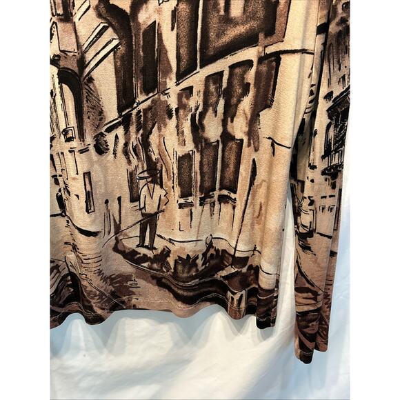 Chicos Travelers Shirt Womens Medium Slinky Liquid Knit Venice Print - Picture 8 of 10